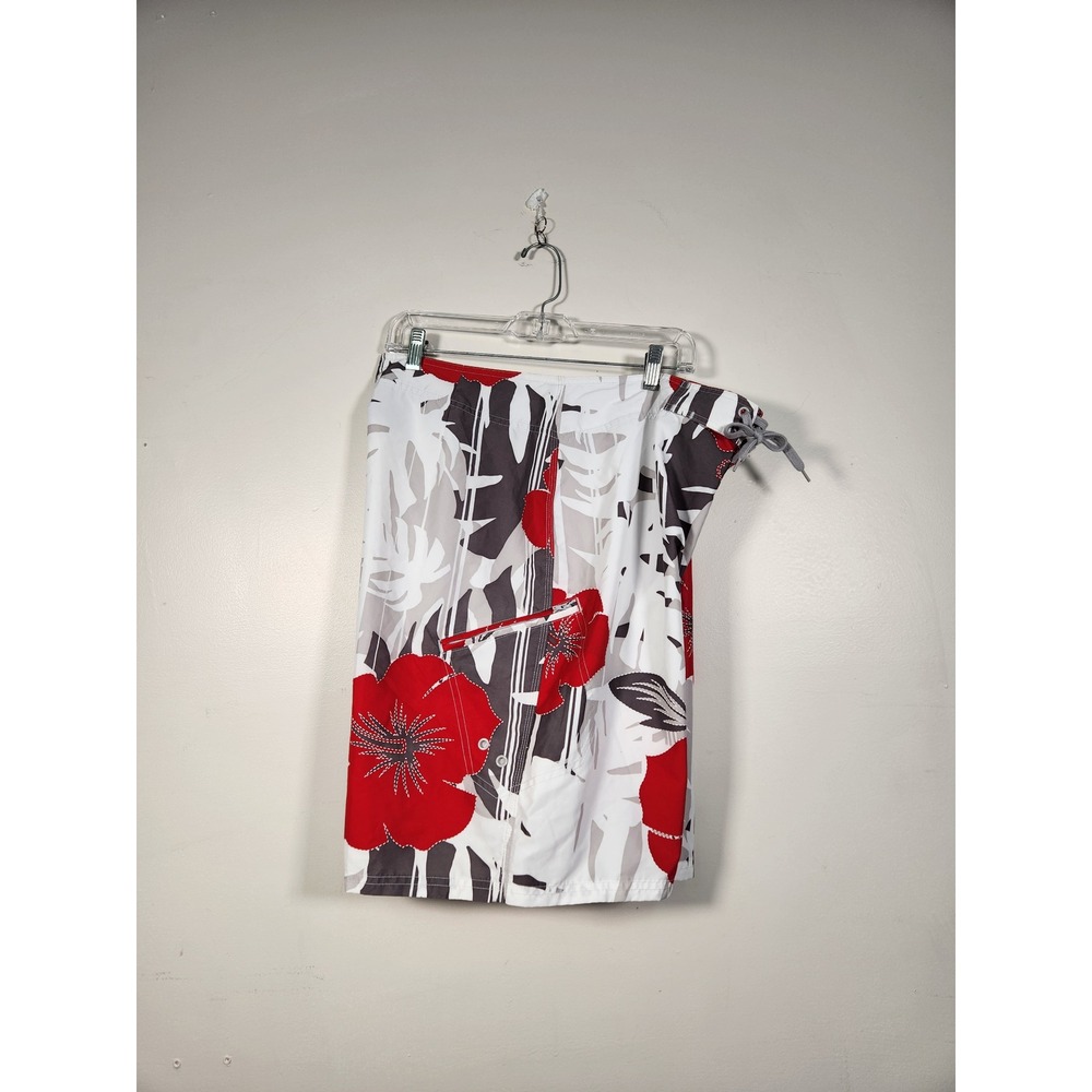 BODY GLOVE Board Shorts Mens 36 White Floral Graphic‎ Swim Trunks Surf Beachwear